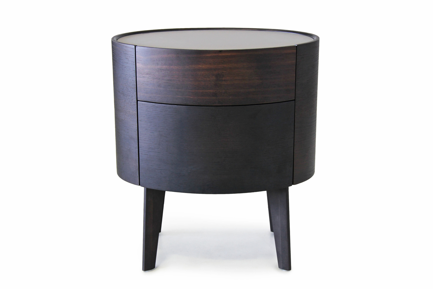 Voluto Dark Oak with Taupe Glass Bedside Cabinet image 1